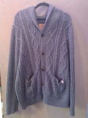 Women’s Hooded Cable-Knit Cardigan Sweater - Gray